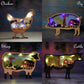 3D Wooden Farm Animals carved with lights ,Wooden Cattle Sheep Pig Cow Ornaments,Wall Decoration,Door Decor,Free Engraving