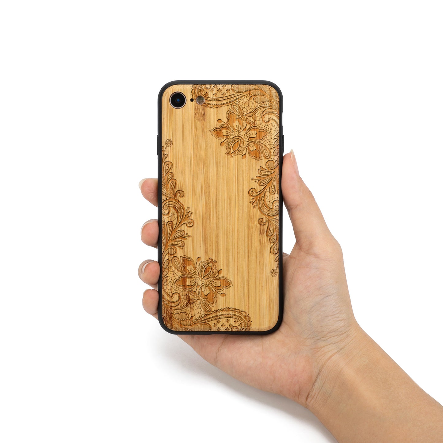 Engravable Lotus Wooden Phone Case For iPhone 11/12/13 Pro Max,iPhone Xs Max Xr 7/8 Plus,Samsung Galaxy S8/S9/S10/S20/S21/S22 Plus,Note 10/20