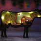 3D Wooden Farm Animals carved with lights ,Wooden Cattle Sheep Pig Cow Ornaments,Wall Decoration,Door Decor,Free Engraving