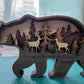 3D Wooden Bear carved with lights ,Wooden Forest Scene,Desktop ornaments,Wall Decoration,Door Decor,Free Engraving