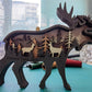 3D Wooden Moose carved with lights ,Wooden Forest Scene,Desktop ornaments,Wall Decoration,Door Decor,Free Engraving