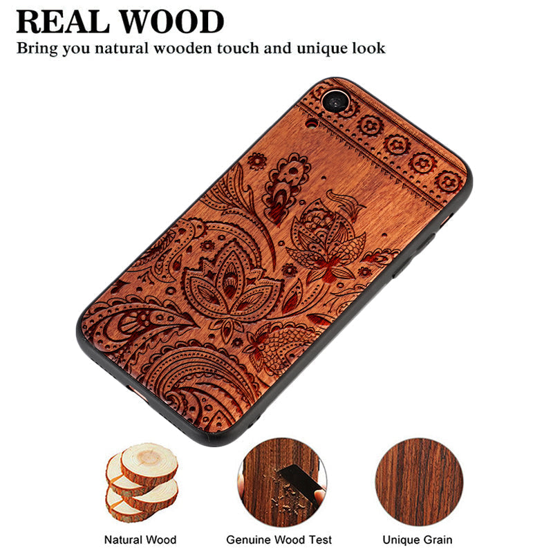 Engravable Big Lotus Wooden Phone Case For iPhone 11/12/13 Pro Max,iPhone Xs Max Xr 7/8 Plus,Samsung Galaxy S8/S9/S10/S20/S21/S22 Plus,Note 10/20