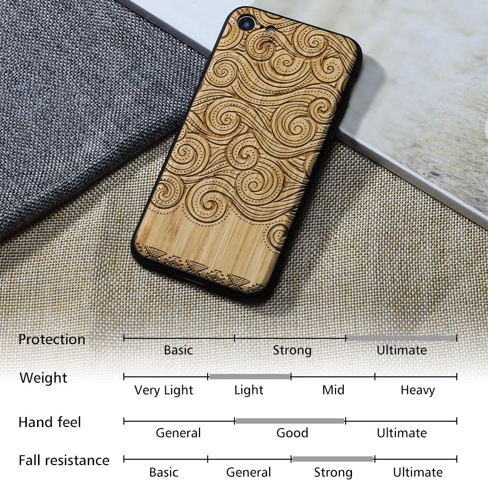 Engravable Paisley Wooden Phone Case For iPhone 11/12/13 Pro Max,iPhone Xs Max Xr 7/8 Plus,Samsung Galaxy S8/S9/S10/S20/S21/S22 Plus,Note 10/20